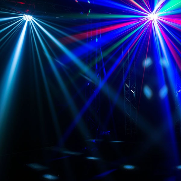 About the DJ lighting we use for your dance floor.